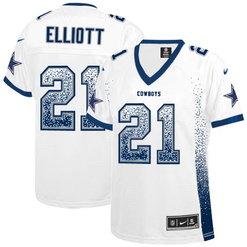 Women's Limited Ezekiel Elliott Nike Jersey White - #21 Drift Fashion NFL Dallas Cowboys